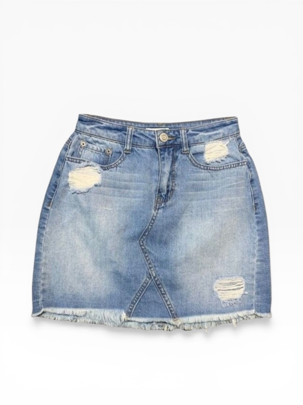 Mudd Skirt Size 3 Juniors Y2K Mini Mirco Bratz Distressed Medium Wash Denim